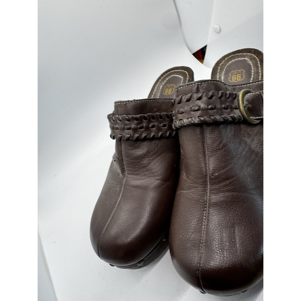 Women's Brown Route 66 Brown Clogs Y2K Retro Size 8.5 EUC SB20